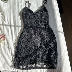 Abercrombie & Fitch Black Floral Lace Mini Dress